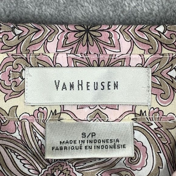 Van Heusen Damask Pattern Button Pocket Blouse Shirt Size Small Petite Women’s - Picture 11 of 12